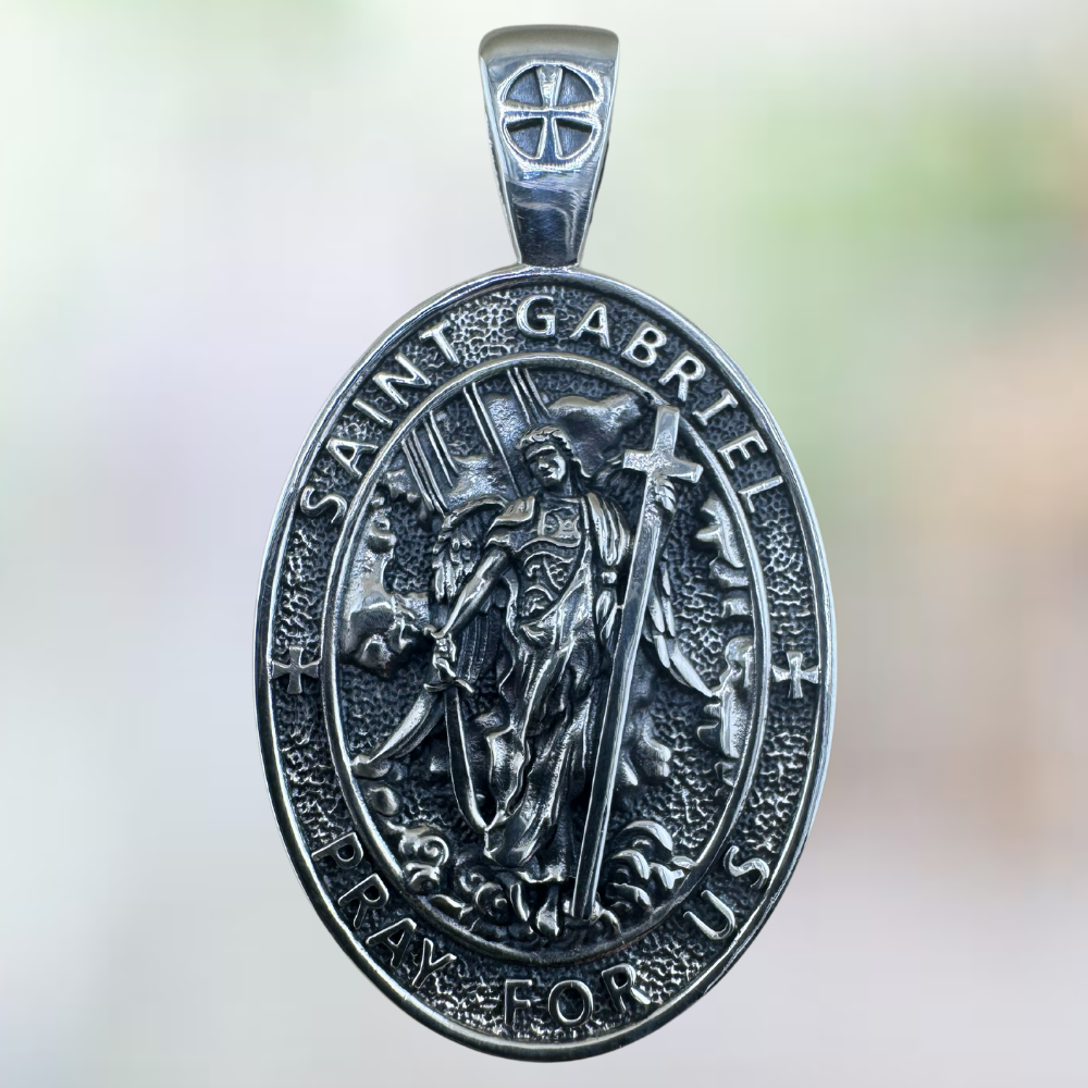 Saint Archangel Michael Pendant Silver 925 w/o Chain Oval Saint Archangel Michael Pendant Silver 925 w/o Chain Oval
